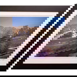 Hollywood Bowl Color Chromogenic Photographic Print by Julius Shulman, Signed: About the Item Original untitled color chromogenic photographic print of the Hollywood Bowl under renovations by photographer Julius Shulman, signed. Framed in a black wood frame. This was a small lim