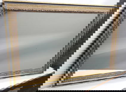 Vintage French Black Gold Wall Hanging Mirror Wood Gilt 40" x 30": Vintage French Black Gold Wall Hanging Mirror Wood Gilt 40 x 30 Nice Black and Gold Mirror, overall in very good condition with only minor wear and nicks to the wood. Hang this mirror vertical or hori