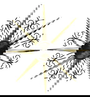 Mid Century Modern Forestville Starburst Wall Clock Vintage Spanish Black Wrought Iron Sunburst: Mid Century Modern Forestville Starburst Wall Clock Vintage Spanish Black Wrought Iron Sunburst Atomic In good working condition, no broken areas.&#194;&#160; NOTE: The face has heavy wear, please see