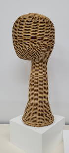 Vintage Wicker Natural Head 1970's Mid Century Modern Minimalist Display Wig Hat: Vintage Wicker Natural Head 1970's Mid Century Modern Minimalist Display Wig Hat In good condition, minor wear and minor breaks. 1970's Mannequin Head. Long Neck Beautiful Piece Measures 18"H x 7" Res