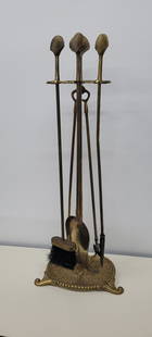 Vintage Brass Fireplace Tools Set Accessories Shovel Broom Poker Sea Shells: Vintage Brass Fireplace Tools Set Accessories Shovel Broom Poker Sea Shell Tops. In good condition with some bends on the Poker (see pics) otherwise in good condition with minor wear and scratches, he