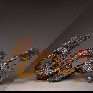 Old Chinese Bronze Dragon Statue: Title: Old Chinese Bronze Dragon Statue Date/Period: After1900 Origin: Chinese Dimension: 500x260(mm) 19.69x10.24(inches) Weight 9.92 lbs/4500g Materials: Bronze Reserve: $899.00 Shipping: Domestic: S