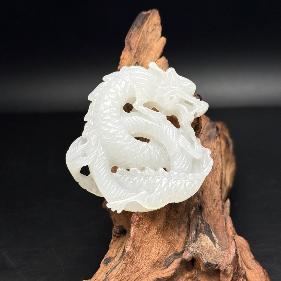 Openwork Chinese Hetian Jade Dragon Pendant (1 of 9)