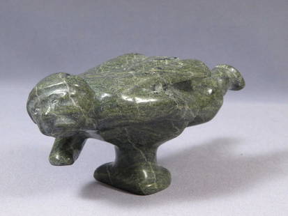 Inuit Eskimo Native American Soapstone Carving Flying Man RHODA PETERLOOSIE: This is a vintage Primitive Native American Eskimo Figurine. The figurine is made from stone and it is very beautiful. It shows a flying man in a traditional outfit. It is signed at the bottom. The ca