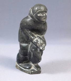 Signed Inuit Native American Soapstone Hunter Seal Canada SIGNED Tod Kak: This is a vintage Primitive Native American Eskimo Inuit Figurine. It is signed at the bottom with something like Tod Kak and numbers. The figurine is made from soapstone, it is beautiful and unusual.