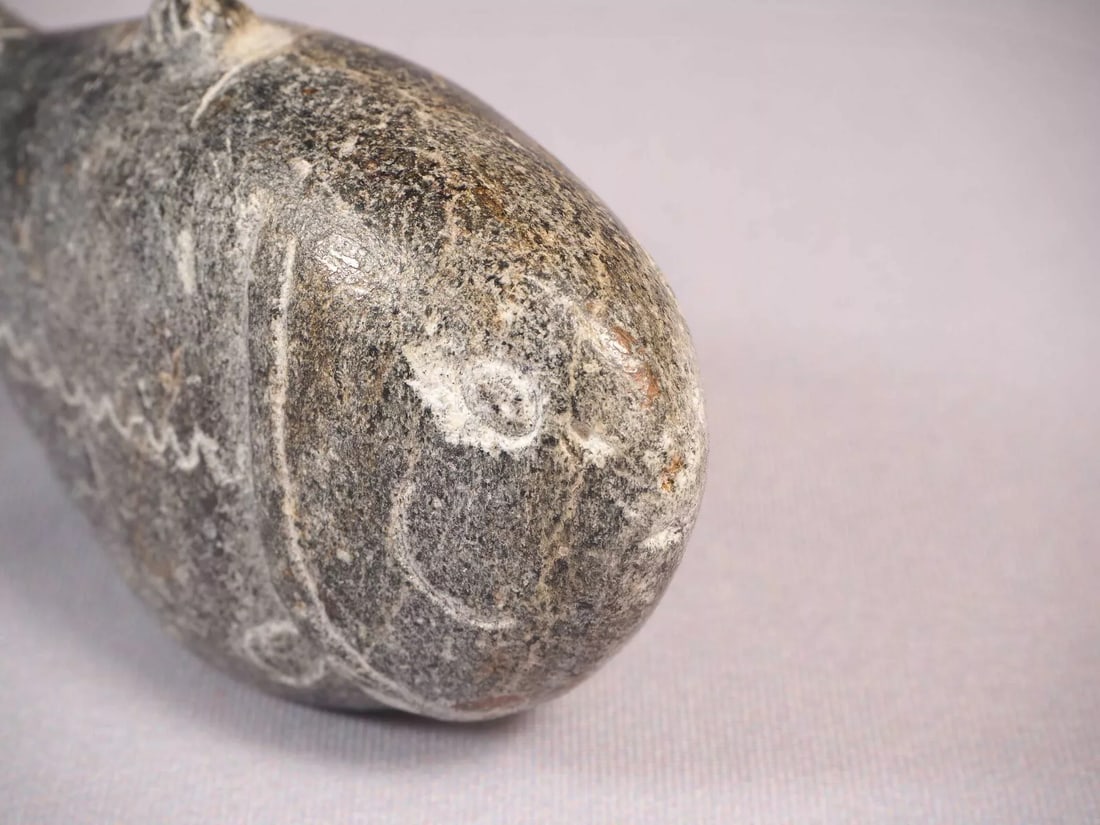 Inuit Native Canada Figurine Fish Soapstone Stone Josie Papialuk 1975 SIGNED (1 of 5)