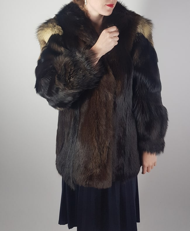 BLACK CROSS FOX FUR JACKET EU: L ; US: 14 (1 of 1)