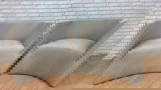 Vintage Barrel Back Lounge Chairs Newly Upholstered in Textured Suede - Pair: Vintage from the 1980s Materials: suede Overall width: 30 inches Overall height: 29 inches Overall depth: 31 inches Seat height: 16 inches Vintage Barrel Back Lounge Chairs Newly Upholstered in Design