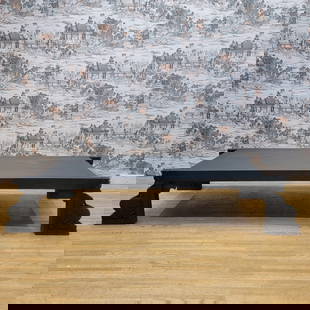 Vintage Chinese Black Elmwood Coffee Table with Carved Legs: Vintage from before 2000 Materials: elmwood, wood Width: 71 inches Height: 14 inches Depth: 27.5 inches Vintage Chinese Black Elmwood Coffee Table with Carved Legs This vintage Chinese black elmwood c