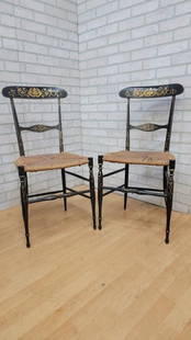 Antique Italian Walnut Side Chairs by Fratelli Levaggi & Giuseppe Gaetano Descalzi - Pair: Vintage from before 2000 Antique Italian Walnut Side Chairs by Fratelli Levaggi &amp; Giuseppe Gaetano Descalzi for Campanino Chiavari - Pair Beautiful pair of Italian walnut side chairs made by Frate