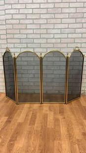 Vintage Mid Century Mesh with Brass Ball Handles & Finials Folding Hearth Screen: Vintage from before 2000 Materials: metal, brass, mesh Vintage Mid Century Mesh with Brass Ball Handles & Finials Folding Hearth Screen Enhance the aesthetic appeal of your fireplace with this vintage
