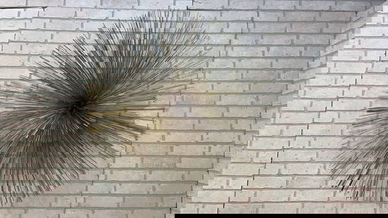 Mic Century Modern Curtis Jeré Nickel Sea Urchin/Pom-Pom Wall Sculpture: Vintage from before 2000 Materials: nickel, metal Width: 40 inches Height: 38 inches Depth: 10.5 inches Mid Century Modern Curtis Jer&#233; Nickel Sea Urchin/Pom-Pom Wall Sculpture Introducing the fun