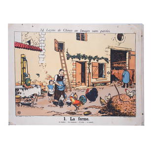 Vintage French School Poster Fernand Nathan farming - Double-Sided 1920/1940: Original educational for elementary school edite by Fernand Nathan , printed by the imprimerie Gaillac-Monrocq. It Carries a vibrant offset print on both sides of the paper featuring about miller and