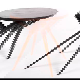 Italian mid century side table circa 1960 manner of Ico Parisi: Designed in the 1950's in Italy this side table has all the attribute of a Ico Parisi creation. Free from ornamentation per se, the designs have an emphasis on curving lines and sharp angles that conv