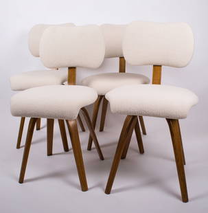 Set of 4 chairs Bow Wood Wilhelm Von Bode Edition Steiner 1950: H. Steiner asked Wilhelm Von Bode to create a line of furniture in the style of Alvar Aalto ( the Finnish architect ) to answer the need of more modern and easier production method during the reconstr