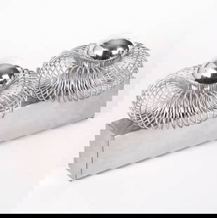 Philippe Rogier Oxar Table Lamp / sconces 2 lights 1970 mid century: While attributed to Andr&#233;a Lazzari he could not have designed this table lamp in the 70s being born in 1972 , Philippe Rogier in fact designed this table lamp made in stainless steel metal coiled