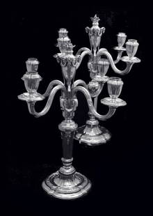TETARD FRERES - TWO LOUIS XV 4-CANDLE CANDELABRA IN 950 STERLING SILVER - 1905 !: Title: TETARD FRERES - TWO LOUIS XV 4-CANDLE CANDELABRA IN 950 STERLING SILVER - 1905 ! Description:Direct from Private Chateau near Paris, A Truly Magnificent Pair of Original 950 Sterling Silver Lou