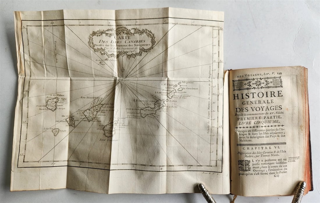 1749 HISTOIRE des VOYAGES antique Vol.6 MADEIRA & CANARY ISLANDS illustrated (1 of 9)