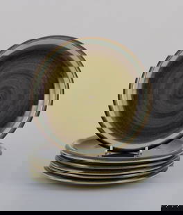 Marianne Westman (1928-2017) for Rörstrand, Sweden. A set of six "Maya" stoneware plates.: Marianne Westman (1928-2017) for R&#246;rstrand, Sweden. A set of six "Maya" stoneware plates. From the 1970s. Marked. In perfect condition. First factory quality. Dimensions: Diameter 19.0 cm. Marian