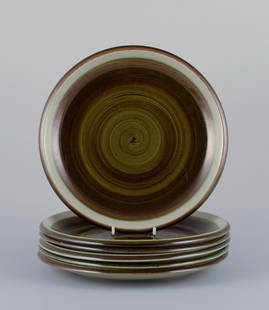 Marianne Westman (1928-2017) for Rörstrand, Sweden. A set of six "Maya" stoneware dinner: Marianne Westman (1928-2017) for R&#246;rstrand, Sweden. A set of six "Maya" stoneware dinner plates. From the 1970s. Marked. In perfect condition. First factory quality. Dimensions: Diameter 24.3 cm.