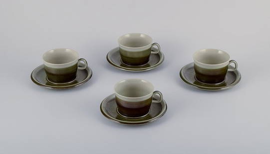 Marianne Westman (1928-2017) for Rörstrand. From the "Maya" series. Set of four coffeecups and: Marianne Westman (1928-2017) for R&#246;rstrand. From the "Maya" series. Set of four coffeecups and saucers in stoneware. From the 1970s. Marked. In perfect condition. Dimensions: Cup - Diameter 9.4 c