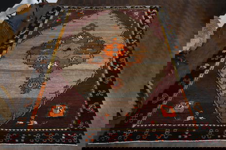9.4x12.3 ft, PERSIAN AREA RUG: Title: 9.4x12.3 ft, PERSIAN AREA RUGOridign: Turkey Date/Period: 1960 - 1970 Materials: Wool and Cotton Size: Width: 9.4 feet Length: 12.3 feet Provenance: This Turkish one-of-a-kind Anatolian Vintage