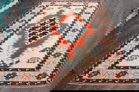 5.2x7 ft, SPECIAL TURKISH AREA Rug: Title: 5.2x7 ft, SPECIAL TURKISH AREA RugOridign: Turkey Date/Period: 1960 - 1970 Materials: Wool and Cotton Size: Width: 5.2 feet Length: 7.2 feet Provenance: This Turkish one-of-a-kind Vintage Flatw