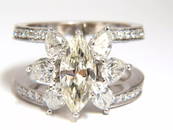 4.12ct natural diamonds marquise / pear eternity ring cocktail mod+
