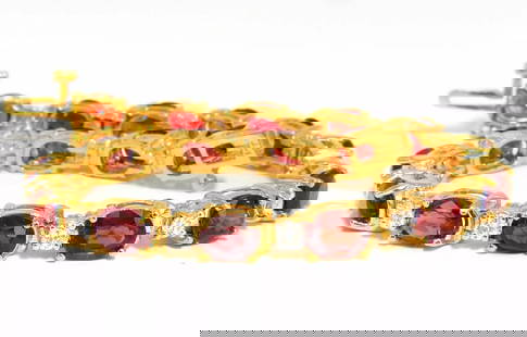 14.81ct NATURAL NO HEAT RED SPINEL DIAMONDS TENNIS BRACELET 14KT UNHEATED+: Classic Natural No Heat Red Spinel & Diamonds Tennis Bracelet Red Spinel: 13.50ct. Average: 5.4 X 4.5mm Excellent & Vibrant colors. Transparent & oval cuts. Clean Clarity and very good cuts. Strong Re