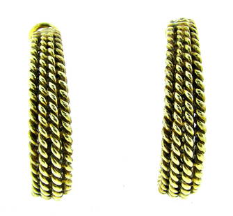 CHIC Woven Design Sterling Hoops with Gold Wash Vintage!: DK Silver Hoops with Gold Wash, Woven Design! This wonderful pair of earrings is one of a kind! The weight is 18.1 grams. The height is 1 &#189; inches. The length is 5/16 of an inch. The width is 1/8
