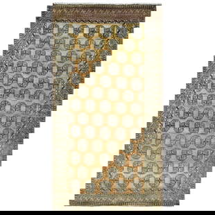 Gold Color, Hand Knotted Vintage Persian Turkaman Worn Wool Rug: Title: Gold Color, Hand Knotted Vintage Persian Turkaman Worn Wool Rug Description: This is a truly genuine one-of-a-kind. It has been Knotted for months and months in the centuries-old weaving crafts