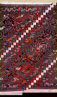 Persian Zanjan Hand Knotted Antique Rug 4'6" x 7'8": Title:Persian Zanjan Hand Knotted Antique Rug 4'6" x 7'8" Description:&#8226; Rug Number: H214 &#8226; Country of Origin: Iran &#8226; Style, Design: Persian, Zanjan, Tribal, Geometric &#8226; Size (F