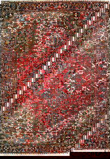 9' x 12' Red Antique Persian Heriz Rug 79942: Title:9' x 12' Red Antique Persian Heriz Rug 79942 Description:Size in Feet: Width: 9' x Length: 12' Size in Inches: Width: 108 in x Length: 144 in Colors: Red, Ivory, Jet Black Weave: 100% Handmade P