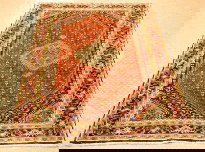 PERSIAN BIJAR RUG 3' 8" X 5'7": Title:PERSIAN BIJAR RUG 3' 8" X 5'7" Description:OLD,ANTIQUE HIGHLY DETAILED TRADITIONAL,GREAT BORDER DESIGN HIGH KPSI_KORK WOOL AUTHENTIC HANDKNOTTED PERSIAN BIJAR RUG.........Red field .........TRUL
