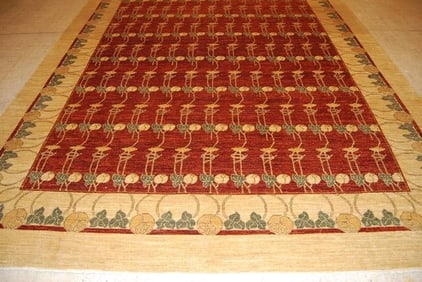 9' x 12' New Handmade natural Wool Transitional Contemporary Chobi Peshawar Rug #PIX-HT-6956