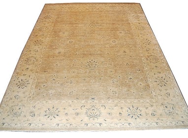 9' x 12' Neutral Chobi Peshawar Rug NATURAL WOOL #PIX-804-75