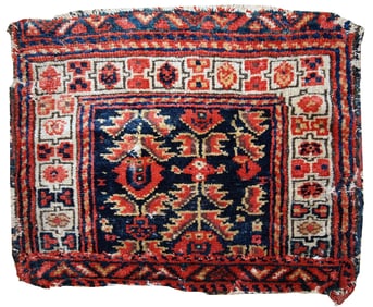 Handmade antique collectible Persian Malayer bag face 1.4' x 1.8' ( 44cm x 55cm ) 1900s