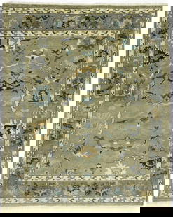 Khaki Floral 8X10 Oushak Chobi Oriental Rug: Title: Khaki Floral 8X10 Oushak Chobi Oriental Rug Description:Hand Knotted 8X10 khaki oriental rug made with natural dyes (fine wool pile and cotton foundation), superior knot count, and alluring anc