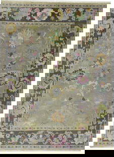 Floral Colorfast 9X12 Oushak Chobi Oriental Rug: Title: Floral Colorfast 9X12 Oushak Chobi Oriental Rug Description:Hand Knotted 9X12 colorfast oriental rug made with natural dyes (fine wool pile and cotton foundation), superior knot count, and allu
