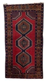 Handmade Antique Turkish Anatolian Rug 3.7' x 7.1' (115cm x 218cm), 1920s