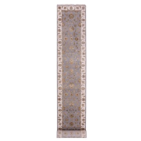 Blue Fox Rajasthan Design Hand Knotted Wool and Silk XL Runner Rug