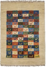 Border Checker Tribal 2'6X3'8 Gabbeh Persian Rug