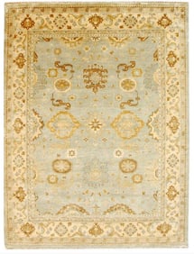 9' x 12' New Oushak Rug Pale pastels Light Blue 21074