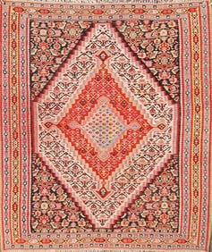 4x4 Kilim Senneh Bidjar Persian Area Rug