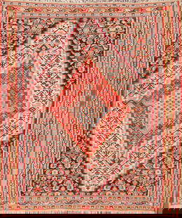 4x4 Kilim Senneh Bidjar Persian Area Rug: Title: 4x4 Kilim Senneh Bidjar Persian Area Rug Description:A Beautiful Genuine Iran ( Persia ) Kilim (Senneh) rug is Hand Woven by skillful weavers in Iran ( Persia ) with