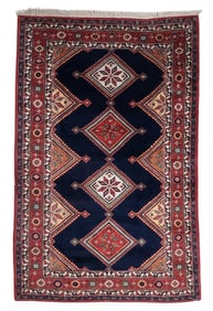 Handmade Vintage Persian Afshar Rug 6.4' x 9.9' (198cm x 302cm), 1950s