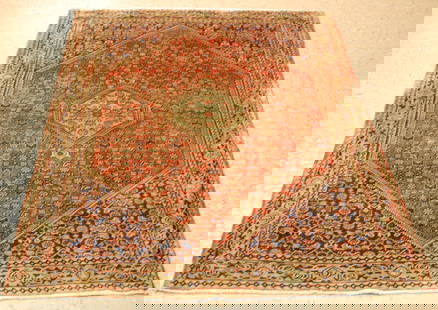 PERSIAN BEJAR RUG 3' 10" x 5' 3": Title: PERSIAN BEJAR RUG 3' 10" x 5' 3" Description:OLD,ANTIQUE HIGHLY DETAILED HIGH KPSI_KORK WOOL AUTHENTIC HANDKNOTTED PERSIAN BIJAR or BEJAR RUG CLASSIC VILLAGE WOVEN......... Red field...........