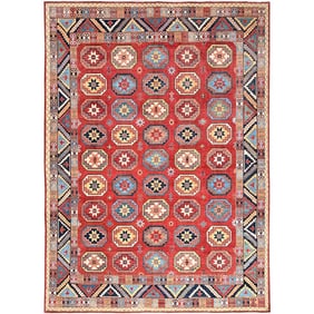 Cardinals Red, Afghan Ersari Design, Hand Knotted, Natural Wool Rug