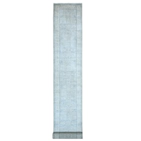 Wickham Gray Sickle Leaf Design Soft Vibrant Wool Runner Rug