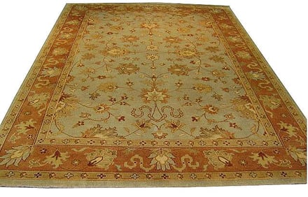 9' x 12' Neutral GREEN Oushak handmade Rug 806-06
